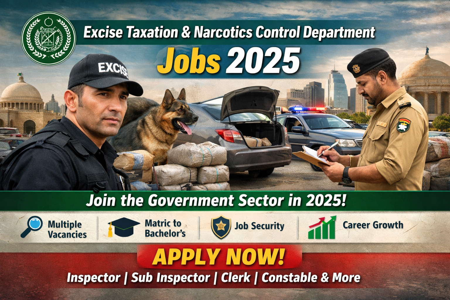 Excise Taxation and Narcotics Control Department Jobs 2025 – Latest Government Career Opportunities