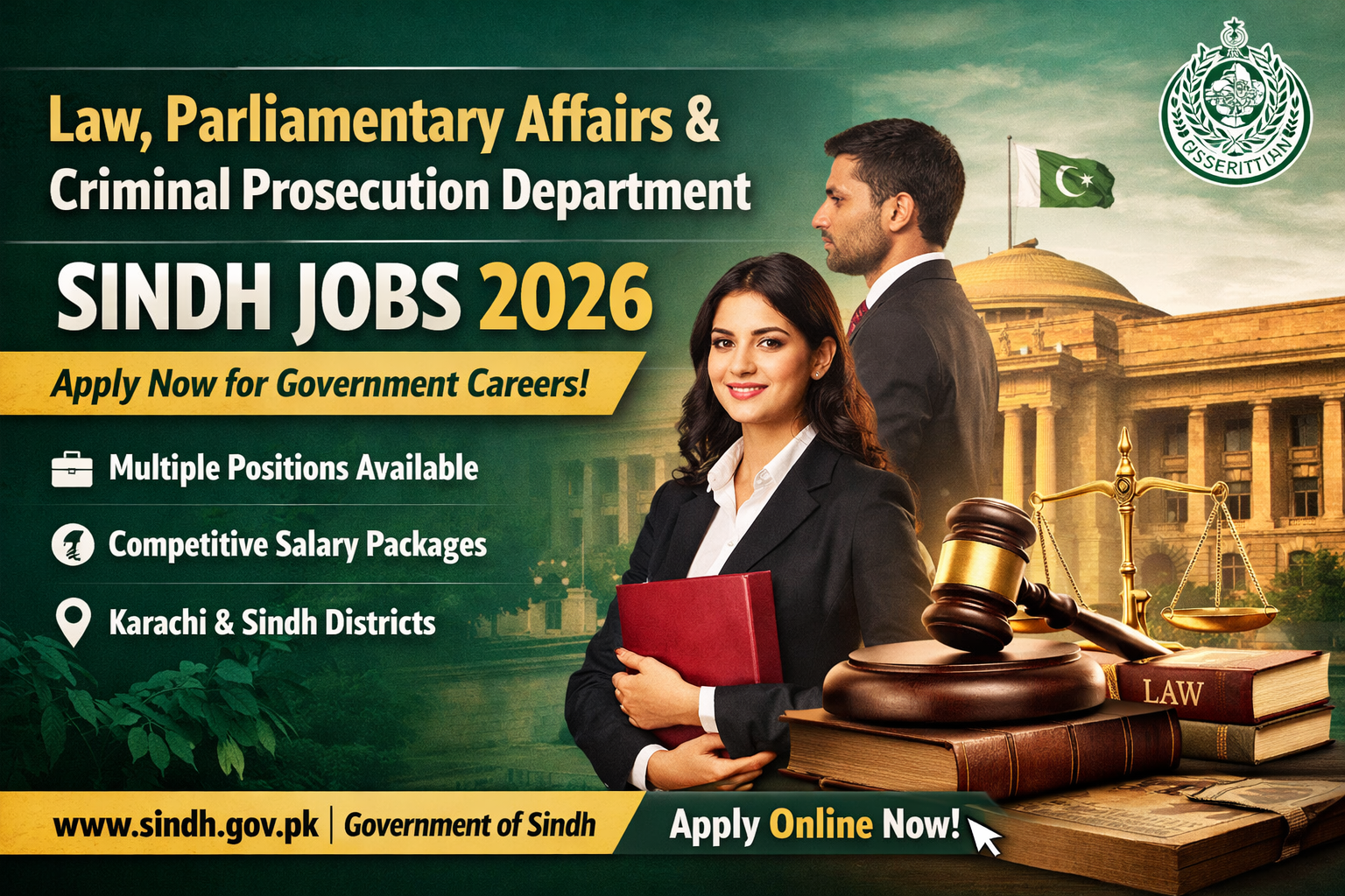 Law, Parliamentary Affairs and Criminal Prosecution Department Sindh Jobs 2026– Best Career Opportunity in Sindh