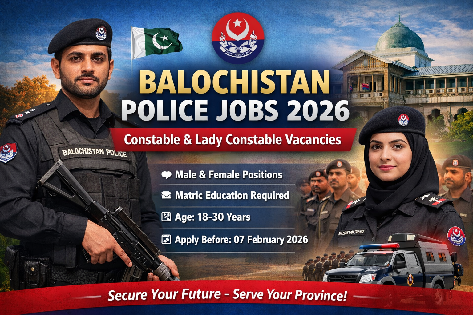 Balochistan Police Jobs 2026 – Government Constable & Lady Constable Vacancies Join Now